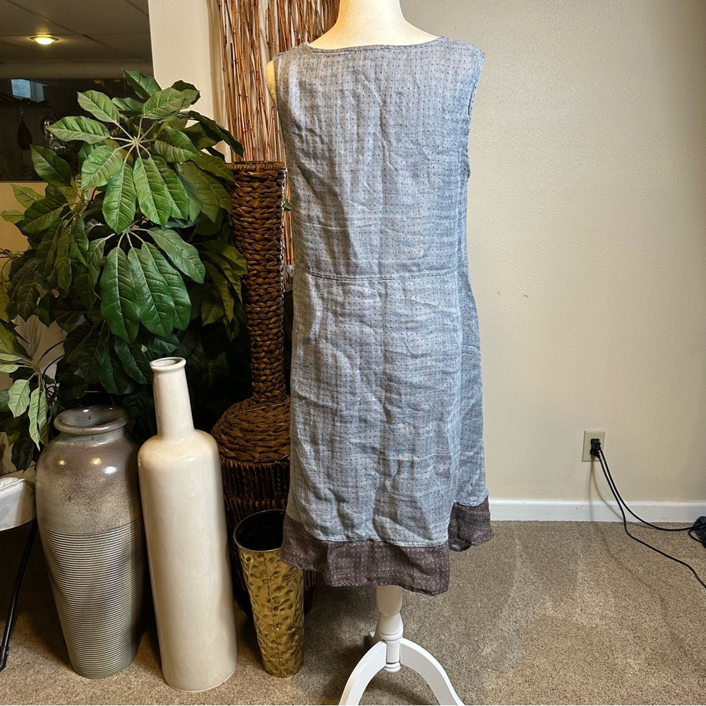 Flax Gray Midi Dress with Brown Hem - Picture 5 of 5